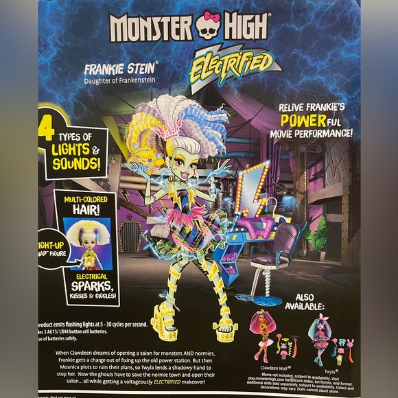Monster High Frankie Stein Electrified 12” doll. Light up Collectible NWT NRFB - Picture 9 of 12